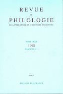 Revue de philologie, de littérature et d'histoire anciennes, v. 72